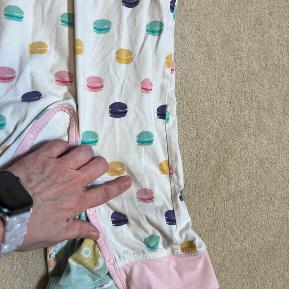 12-18M Monica and Andy Romper Bundle 4 Piece Roses, Sprinkles, Macaroons, Donuts - Picture 3 of 12